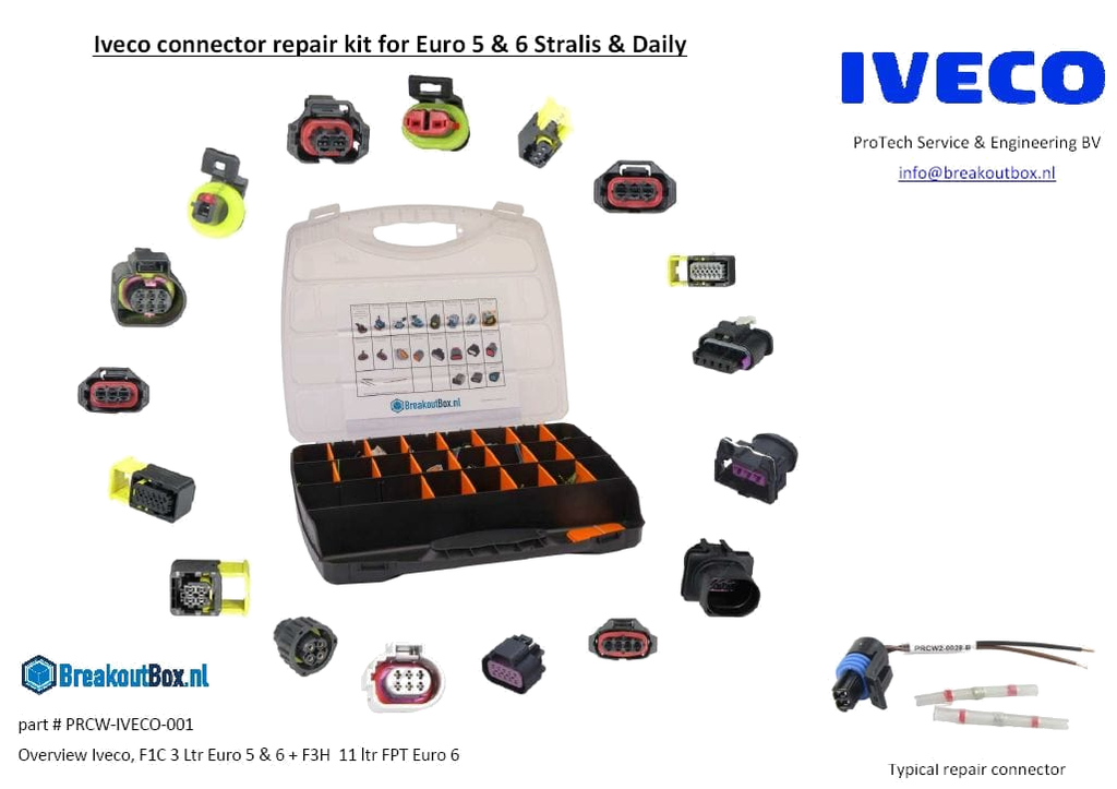 Iveco Connector with 10 cm wires Repair Kit for Euro 5 & 6 Stralis & Daily | PRCW-IVECO-001