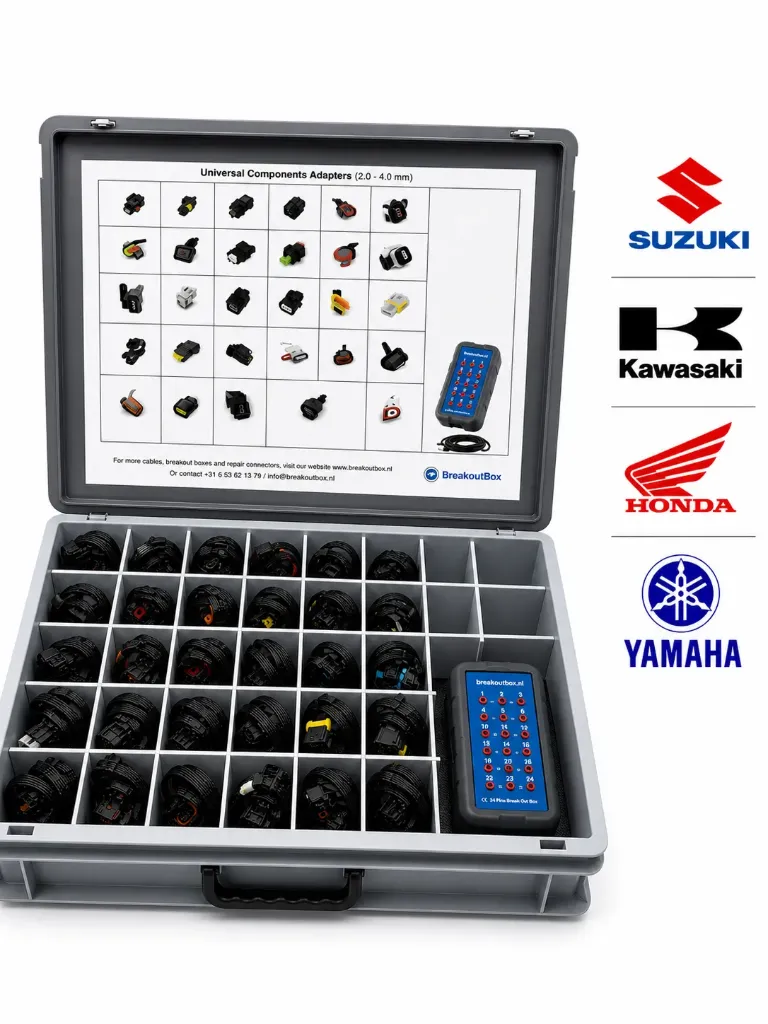 Japanese Motorbike diagnostische set | 29 Y-kabels (Complete set) | 18-pins breakout box | PRCS-JAB-1